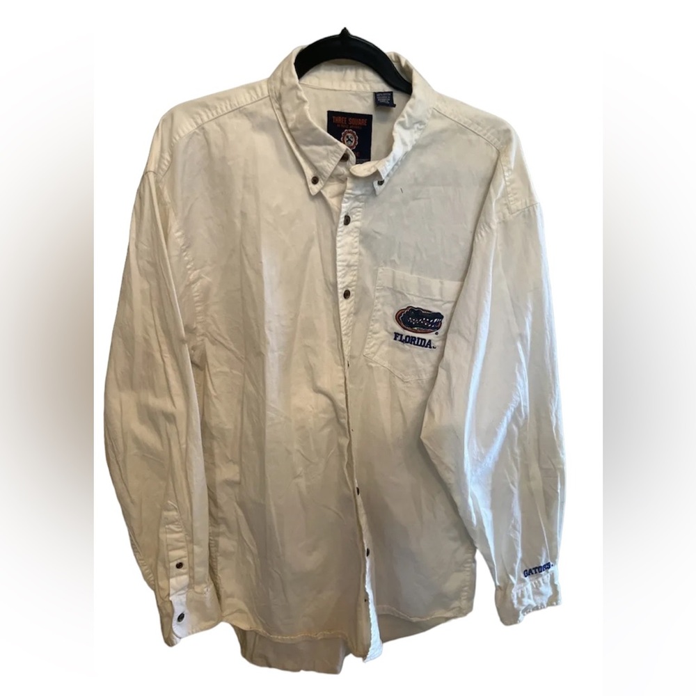 Three Square by Royce Apparel Florida Gators White Collar Button Up LS Size XL